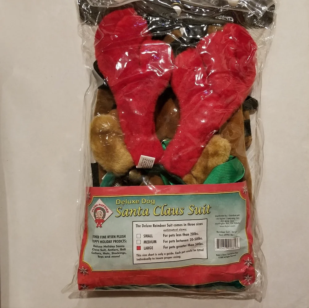Plush Puppies Reindeer Suit Pet Costume Red/tan Sz M NWT